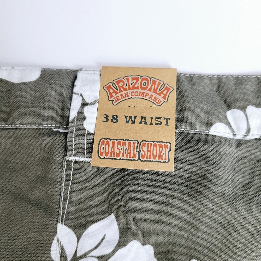 Arizona Jean Company Coastal Board Shorts Mens Size 38~Floral Hawaiian~Green~NWT - Picture 6 of 6